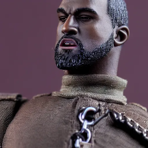 Prompt: macro photo of a miniature ho scale kanye west figure, canon 8 0 d, canon 1 0 0 mm f / 2. 8