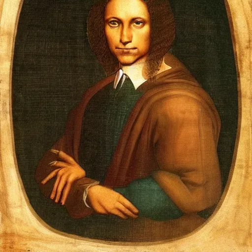 Image similar to portrait of barack obama president of the usa, short hair. painting by leonardo da vinci