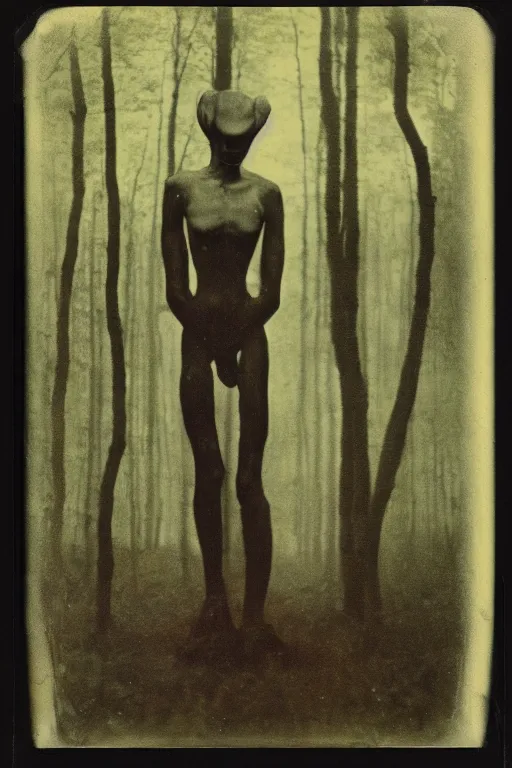 Prompt: the man of the forest, surreal, 1 9 1 0 polaroid photo