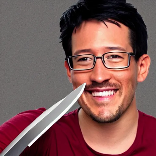 Prompt: markiplier with a knife