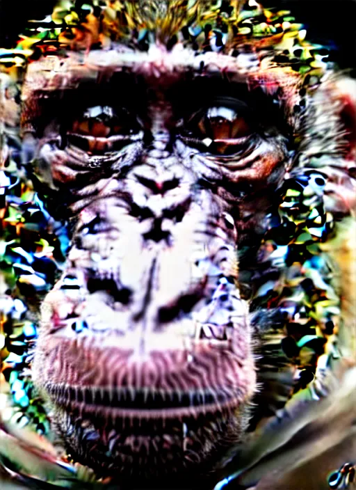 Prompt: a monkey with the face of danny devito, photography, f / 4. 0