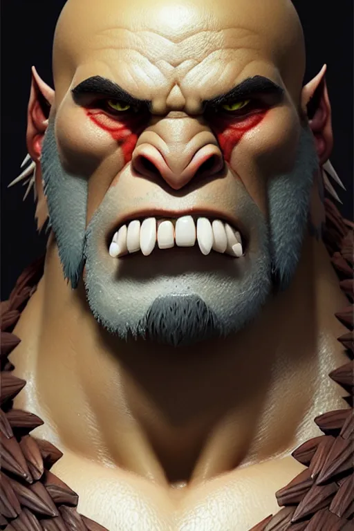 Image similar to orc barbarian male, finely detailed perfect face, exquisite details, earth magic, mid view, design on a white background, by studio muti, greg rutkowski makoto shinkai takashi takeuchi studio ghibli