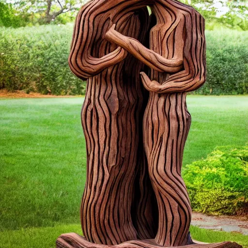 Image similar to a wood masterpiece symbolizing kissing