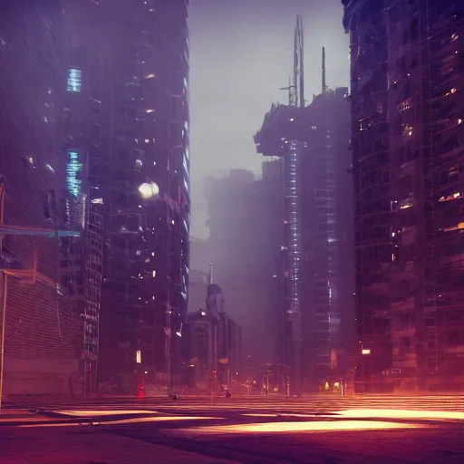 Image similar to a dystopian city at night, octane render, 8 k, depth of field, by wlop