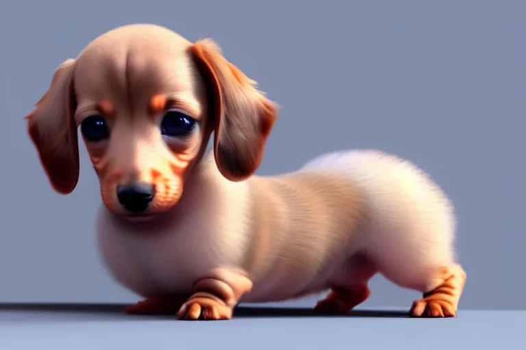 Prompt: high quality 3 d render hyperrealist very cute multipastel fluffy baby dachshund, vray, smooth in the background, artstation