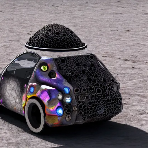 Prompt: an asteroid headed for burning man black rock desert with art cars and fire spinners detailed, 8 k, trending on artstation