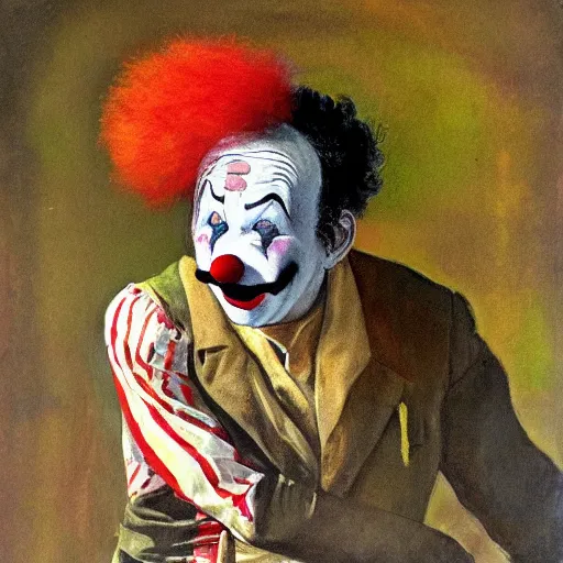 Image similar to a clown in the style of andrew wyeth