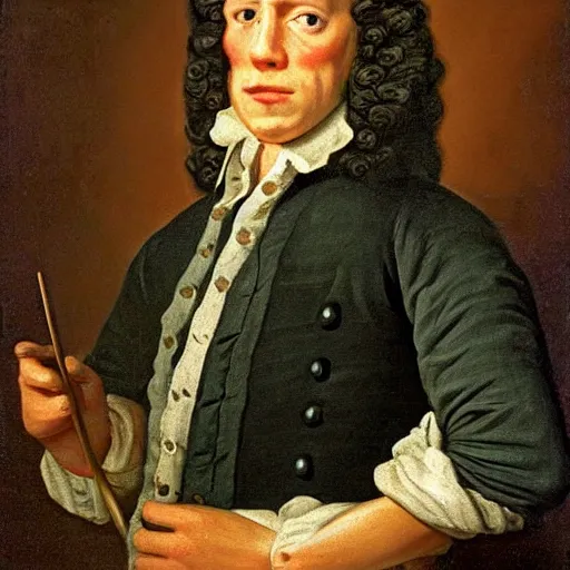 Prompt: Jerma985 wearing a colonial wig in an 18th century 1700's Painting, detailed, highly detailed, heroic, epic, complex, very detailed, realistic, HD quality, 8k resolution, body and headshot, Oil Painting, 18th century Painting of Jerma985, 18th century, 1700's Painting Style, Painting, Trending on Artstation