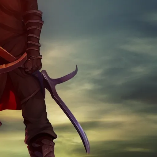 Image similar to a shadowy men standing while holding his sword 2 d