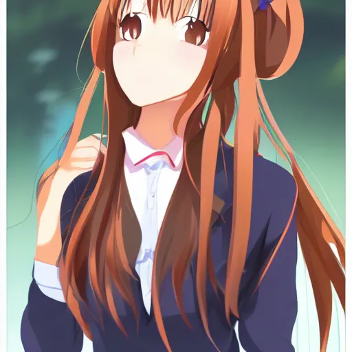 Image similar to character portrait of high school girl by kyoto animation, CLIP STUDIO, trending on pixiv