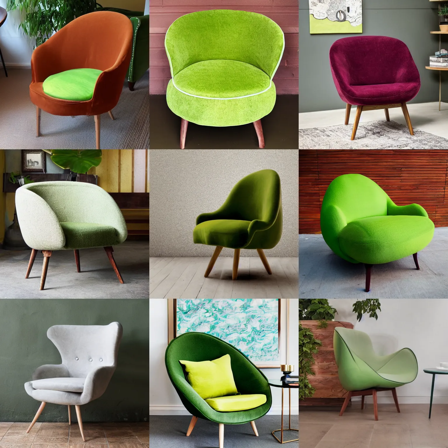 Image similar to an armchair in the shape of an avocado