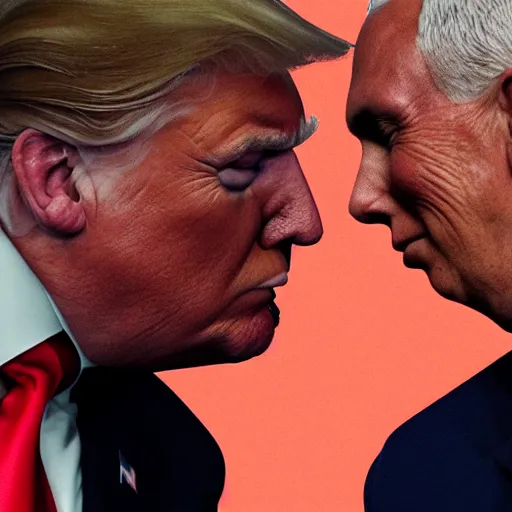 Image similar to donald trump and mike pence lightning battle, dark background, dramatic, award - winning,