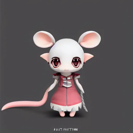 Image similar to cute fumo plush of a rat girl, chibi, artstation design contest winner, silhouette, vray