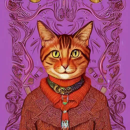 Image similar to Witch's cat By Casey Weldon and Martine Johana, rich colors, intricate, elegant, highly detailed, centered, digital painting, artstation, concept art, smooth, sharp focus, illustration