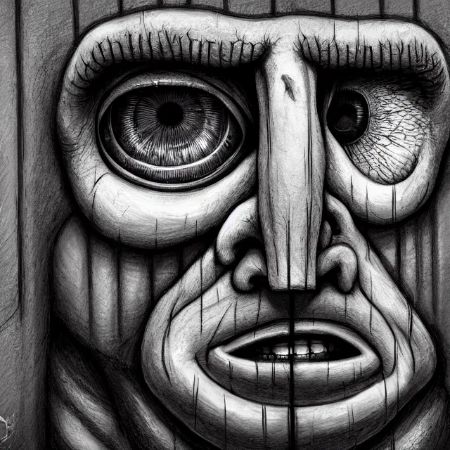 Image similar to behind bars of jail gediminas pranckevicius | close up portrait of a the trump behind jail bars in the sinister valley of despair, one mouth, one nose, two eyes, oil painting by tomasz jedruszek, cinematic lighting, pen and ink, intricate line, hd, 4 k, million of likes, trending on artstation