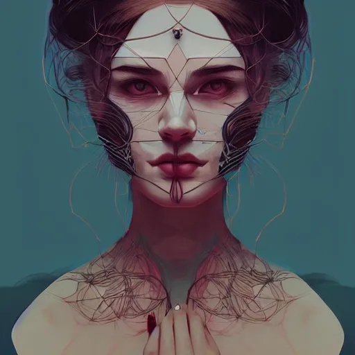 Image similar to symmetry!! portrait of a silhouette of a woman in the world of sachin teng, horror, fashion, dark!! intricate, elegant, highly detailed, digital painting, artstation, concept art, smooth, sharp focus, illustration, art by artgerm and greg rutkowski and alphonse mucha