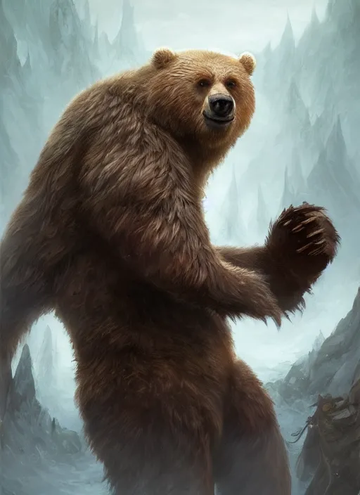 Prompt: werebear, d & d, fantasy, portrait, highly detailed, digital painting, trending on artstation, concept art, sharp focus, illustration, art by artgerm and greg rutkowski and magali villeneuve