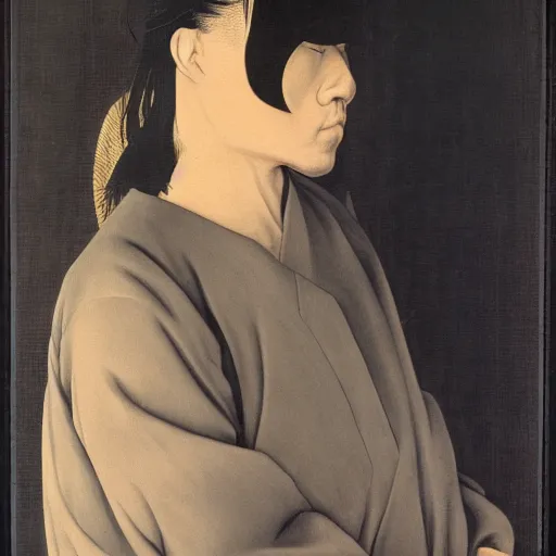 Image similar to tatsuro yamashita, portrait, by caravaggio