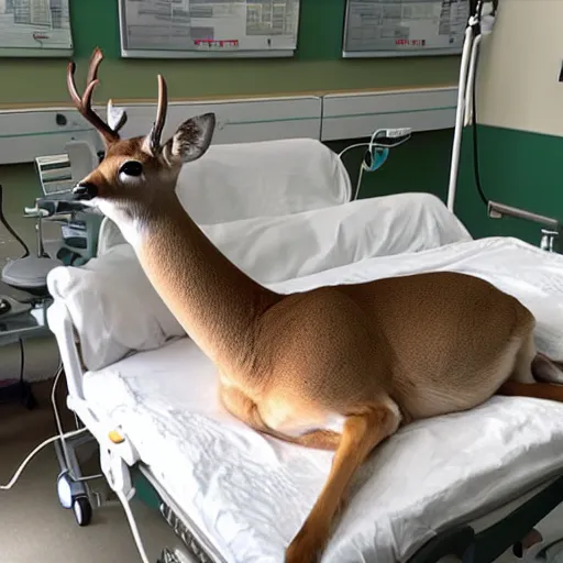 Image similar to deer in a hospital bed meme