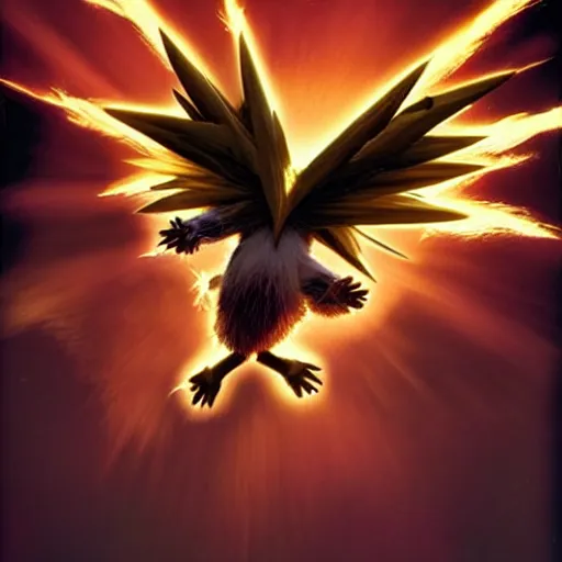 Prompt: national geographic professional photo of zapdos, award winning