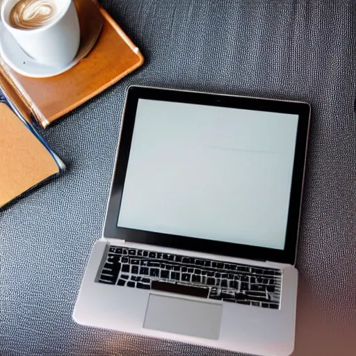 Prompt: working on laptop in cafe