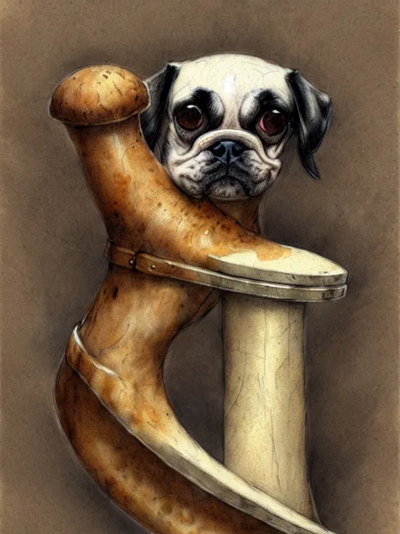 Image similar to a dog with a huge bone, muted colors, by jean - baptiste monge