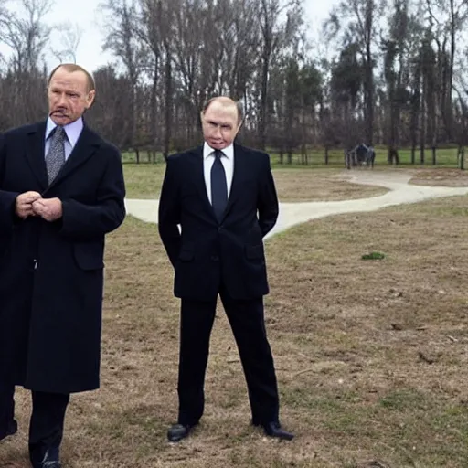 Prompt: walter white and putin in the park