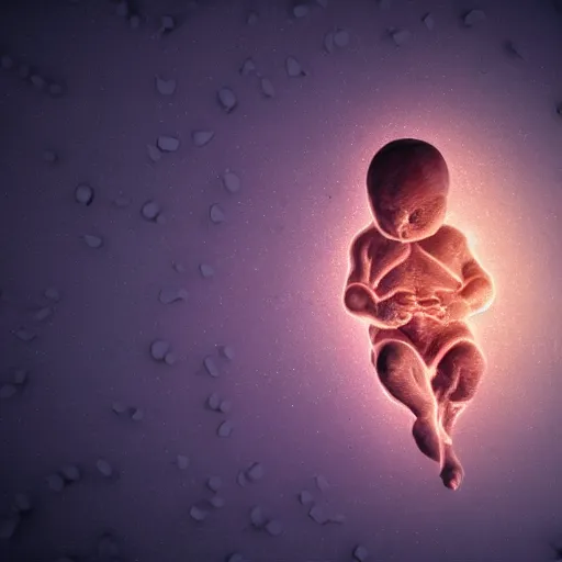 Prompt: picture of fetus covered by television static noise with a cord, coming out from the television, 8k, unreal engine, concept art, oil paiting, artstaion, highly detailed, ultra hd