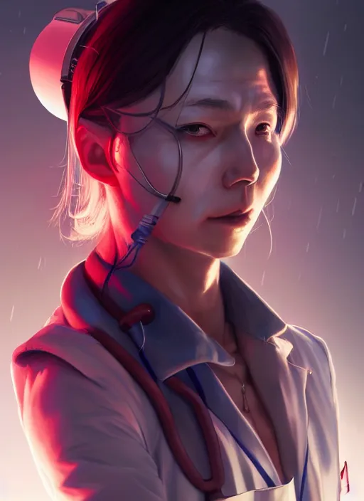 Prompt: character concept art of a cyberpunk doctor, key visual, realistic shaded perfect face, fine details, dystopian environment and background, by stanley artgerm lau, wlop, rossdraws, james jean, andrei riabovitchev, marc simonetti, and sakimichan, trending on artstation