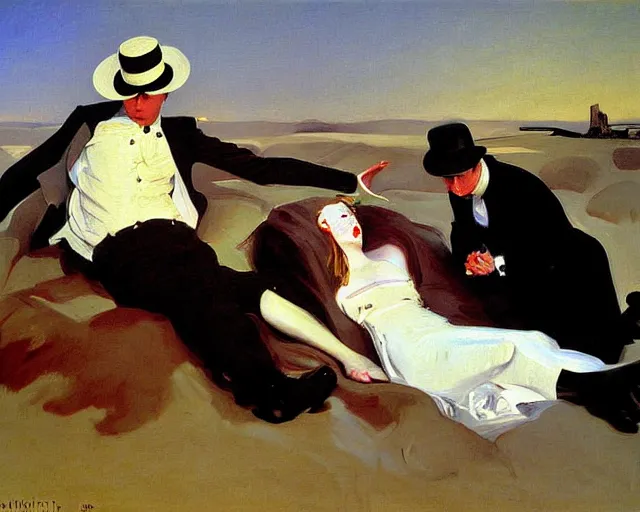 Image similar to witty, surreal, hilarious painting by John Singer Sargent