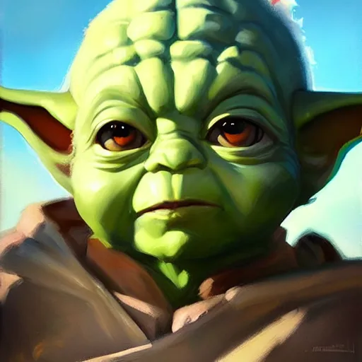 Prompt: greg manchess portrait painting of baby - yoda grogu as overwatch character, medium shot, asymmetrical, profile picture, organic painting, sunny day, matte painting, bold shapes, hard edges, street art, trending on artstation, by huang guangjian and gil elvgren and sachin teng