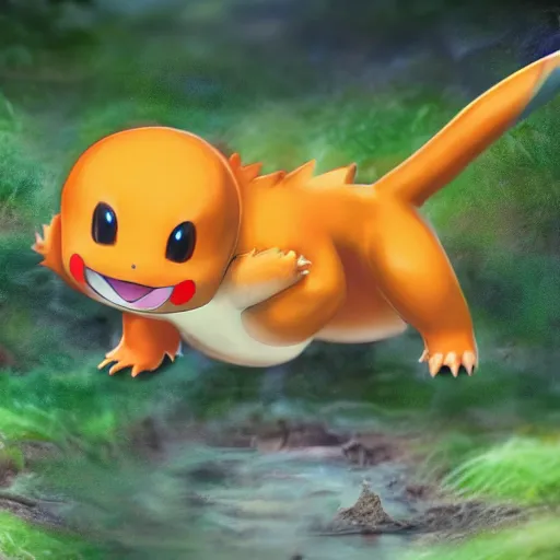 Image similar to highly realistic pokemon charmander, photo at zoo, intricate, portrait, 8 k highly professionally detailed, hdr, cgsociety