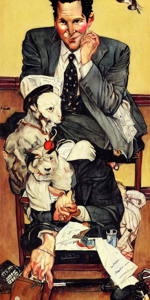 Image similar to Paul Rudd painted by Norman Rockwell