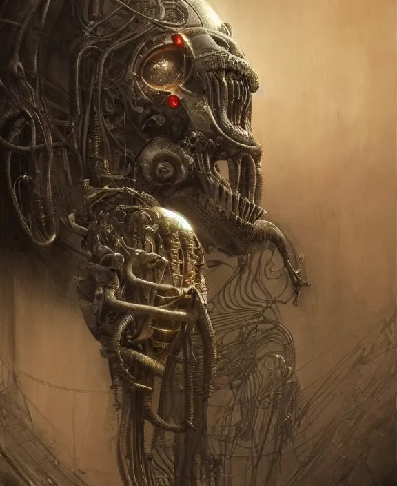 Image similar to cyborg waluigi, by hr giger and beksinski and stephan martiniere, trending on artstation, 4 k resolution, detailed, high quality, hq artwork