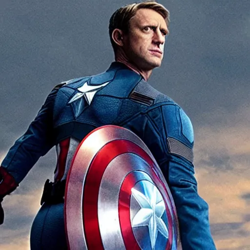Image similar to “A still of Tony Hawk as Captain America in the film Captain America: The First Avenger, high definition”