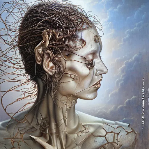 Image similar to Ghost in the machine by Tomasz Alen Kopera and hajime sorayama and salvator dali, masterpiece