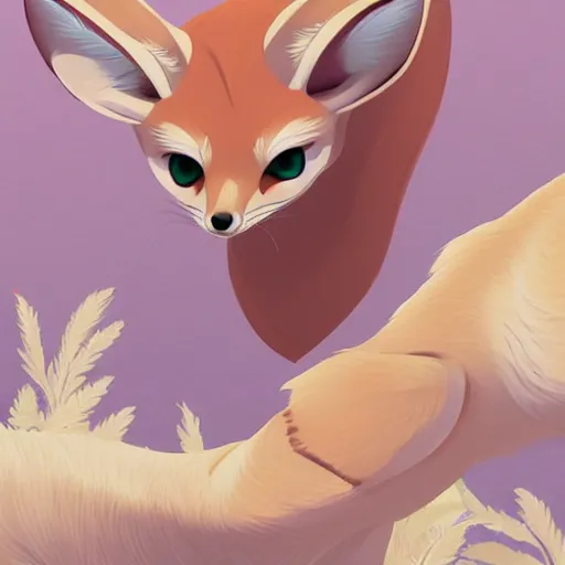 Image similar to fennec fox, clean cel shaded vector art. shutterstock. behance hd by lois van baarle, artgerm, helen huang, by makoto shinkai and ilya kuvshinov, rossdraws, illustration