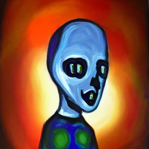 Image similar to ghost boy, acrylic painting