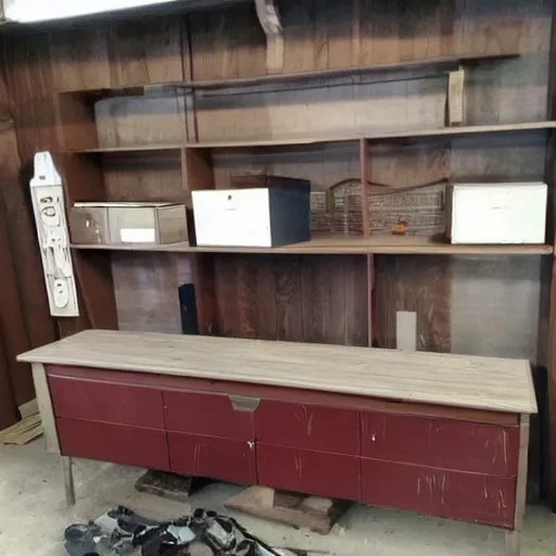 Image similar to furniture for sale on facebook, in garage,