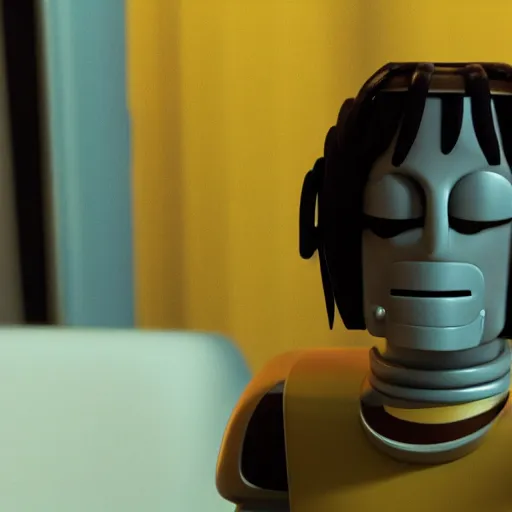 Prompt: bender in a pulp fiction movie scene, 8k, octane, details,