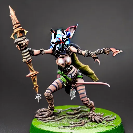 Image similar to photo of a female skaven from warhammer, warhammer model, figurine, highly detailed, sharp focus, front lightning,