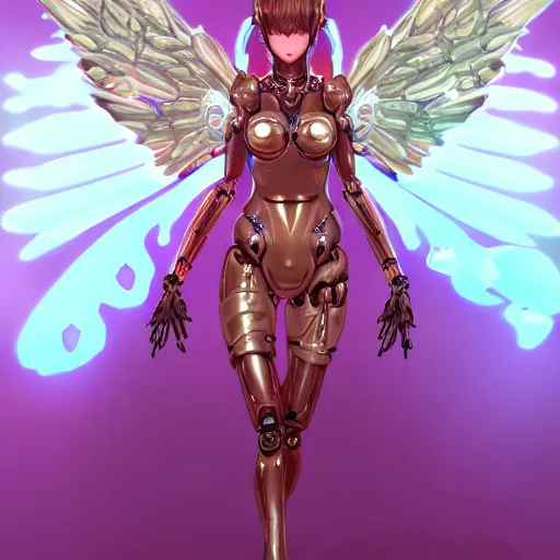 Image similar to concept art | robotic cybernetic god - system feminine angel in heavy syrup marauding through a futuristic peaceful path, artstation / pixiv!!!