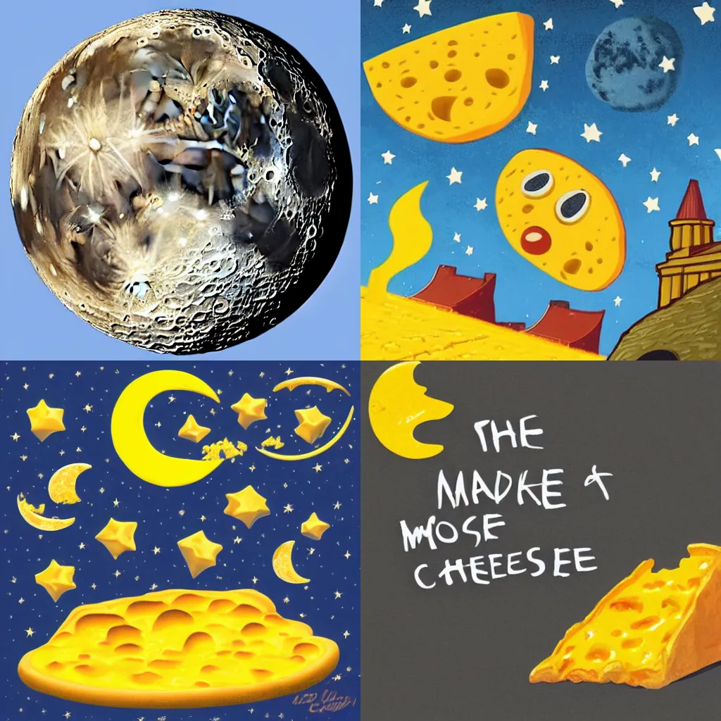 Prompt: the moon is made of cheese