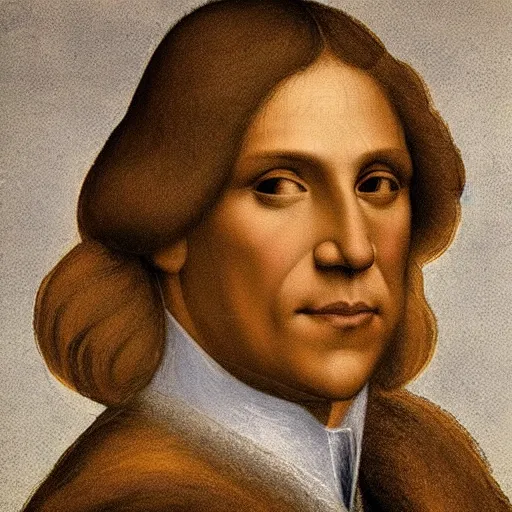 Image similar to portrait of barack obama president of the usa, short hair. painting by leonardo da vinci