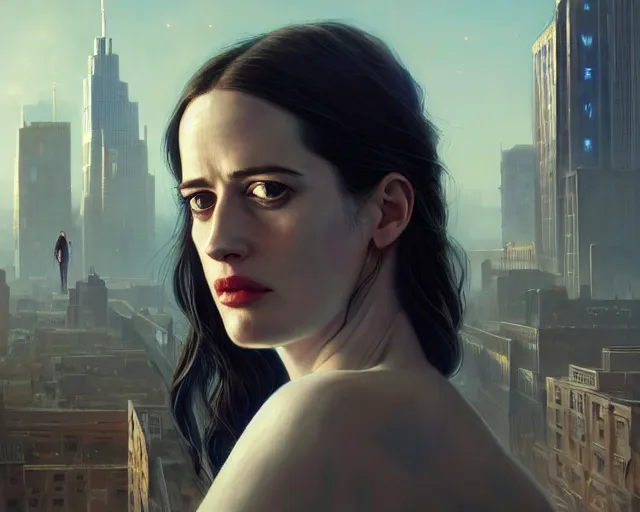 Image similar to highly detailed portrait of eva green, in detroit : become human, stephen bliss, unreal engine, fantasy art by greg rutkowski, loish, rhads, ferdinand knab, makoto shinkai and lois van baarle, ilya kuvshinov, rossdraws, tom bagshaw, global illumination, radiant light, detailed and intricate environment