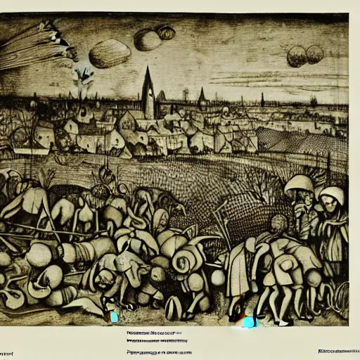 Prompt: rhizomuse sketch by pieter bruegel the elder