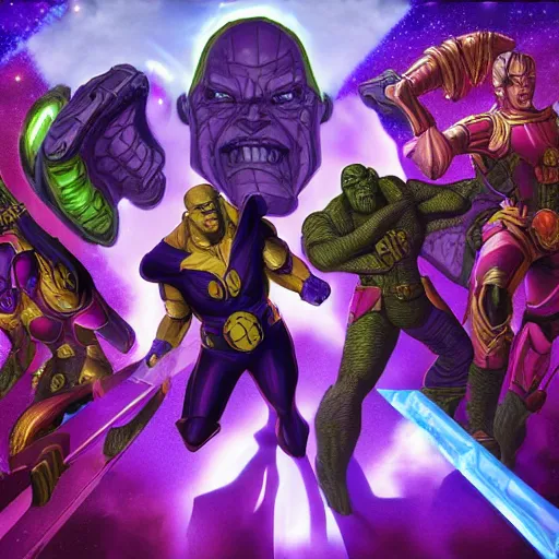 Prompt: gauntlet of thanos by don bluth, hyperdimensional sci - fi background, highly detailed, dynamic shadows render by keyshot