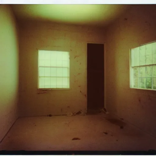 Image similar to flooded room in a house from the 8 0 s, unsettling, liminal space, liminal, old polaroid, expired film,