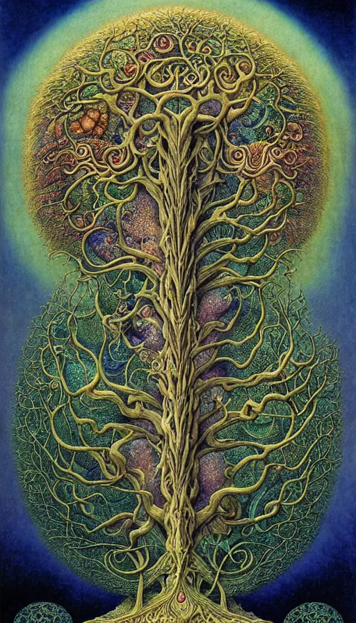 Image similar to tree of life by roger dean and andrew ferez, art forms of nature by ernst haeckel, divine chaos engine, symbolist, visionary, art nouveau, botanical fractal structures, organic, detailed, realistic, surreality