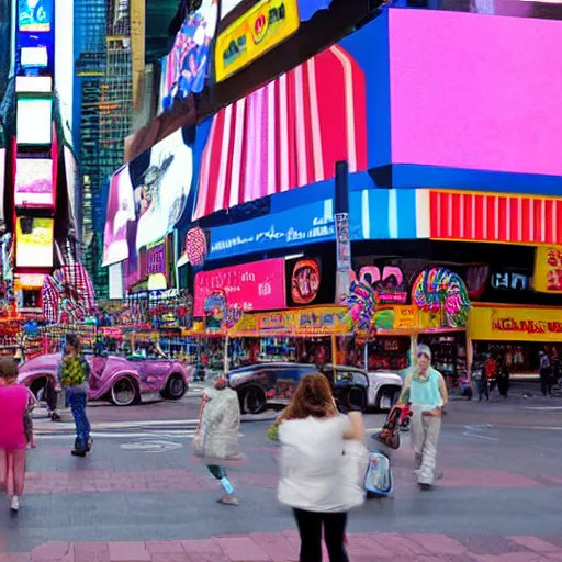 Prompt: a big candyland shop in times square